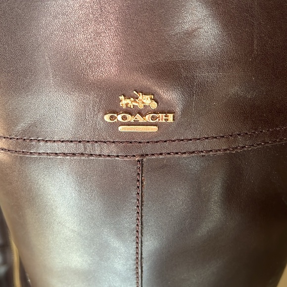 Coach Eva Riding Boot Chestnut Leather Size 10M Regular Calf - Picture 4 of 8